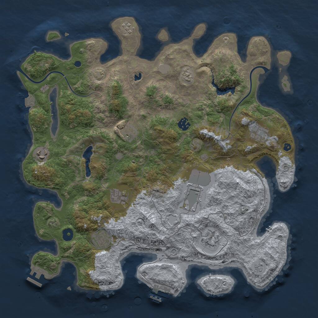 Rust Map: Procedural Map, Size: 4000, Seed: 2130319176, 15 Monuments