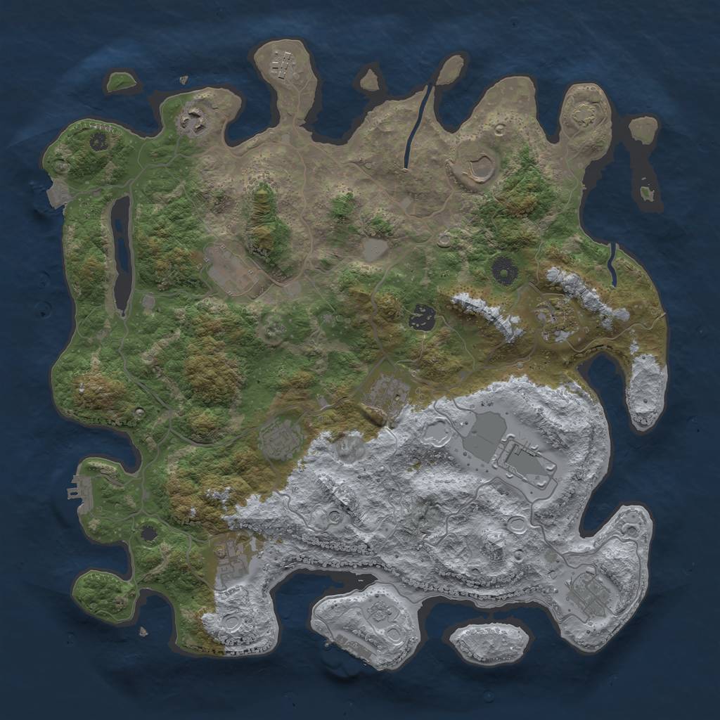 Rust Map: Procedural Map, Size: 4000, Seed: 2130319176, 19 Monuments