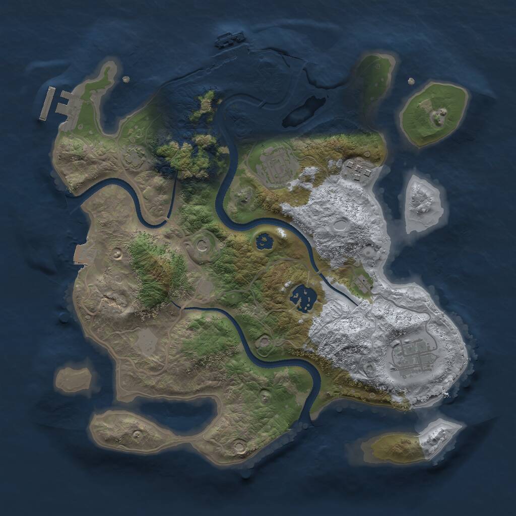 Rust Map: Procedural Map, Size: 3000, Seed: 6775444, 9 Monuments