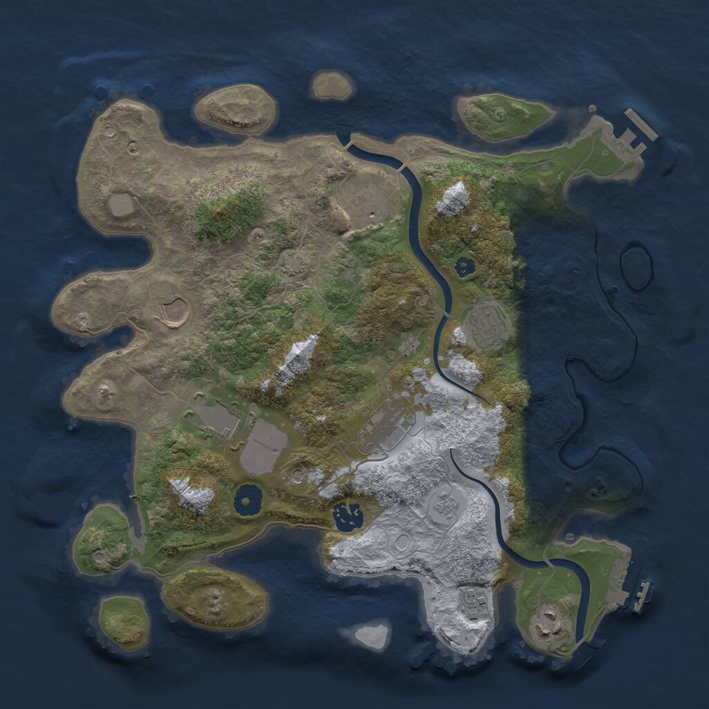 Rust Map: Procedural Map, Size: 3500, Seed: 659670772, 14 Monuments