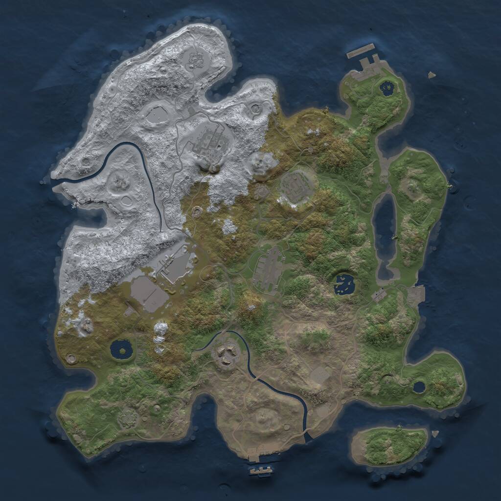 Rust Map: Procedural Map, Size: 3500, Seed: 409471593, 12 Monuments
