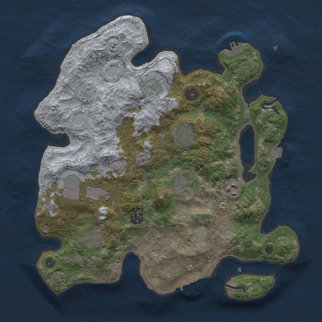 Rust Map: Procedural Map, Size: 3500, Seed: 409471593, 16 Monuments