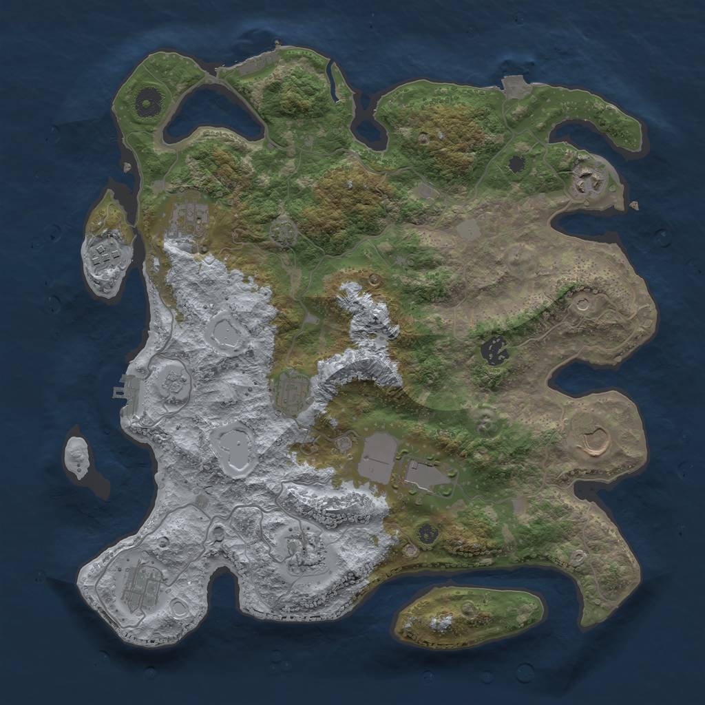 Rust Map: Procedural Map, Size: 3750, Seed: 14032024, 17 Monuments