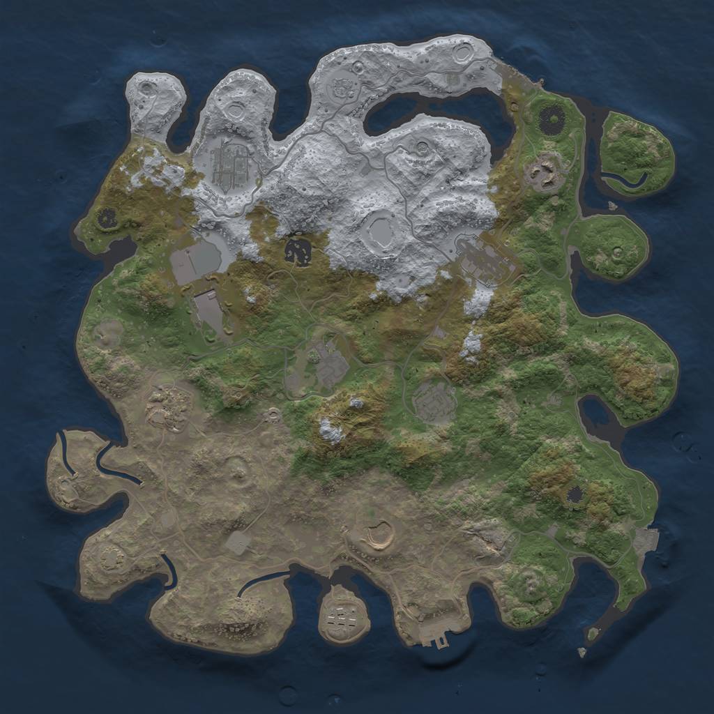 Rust Map: Procedural Map, Size: 3750, Seed: 759383485, 18 Monuments