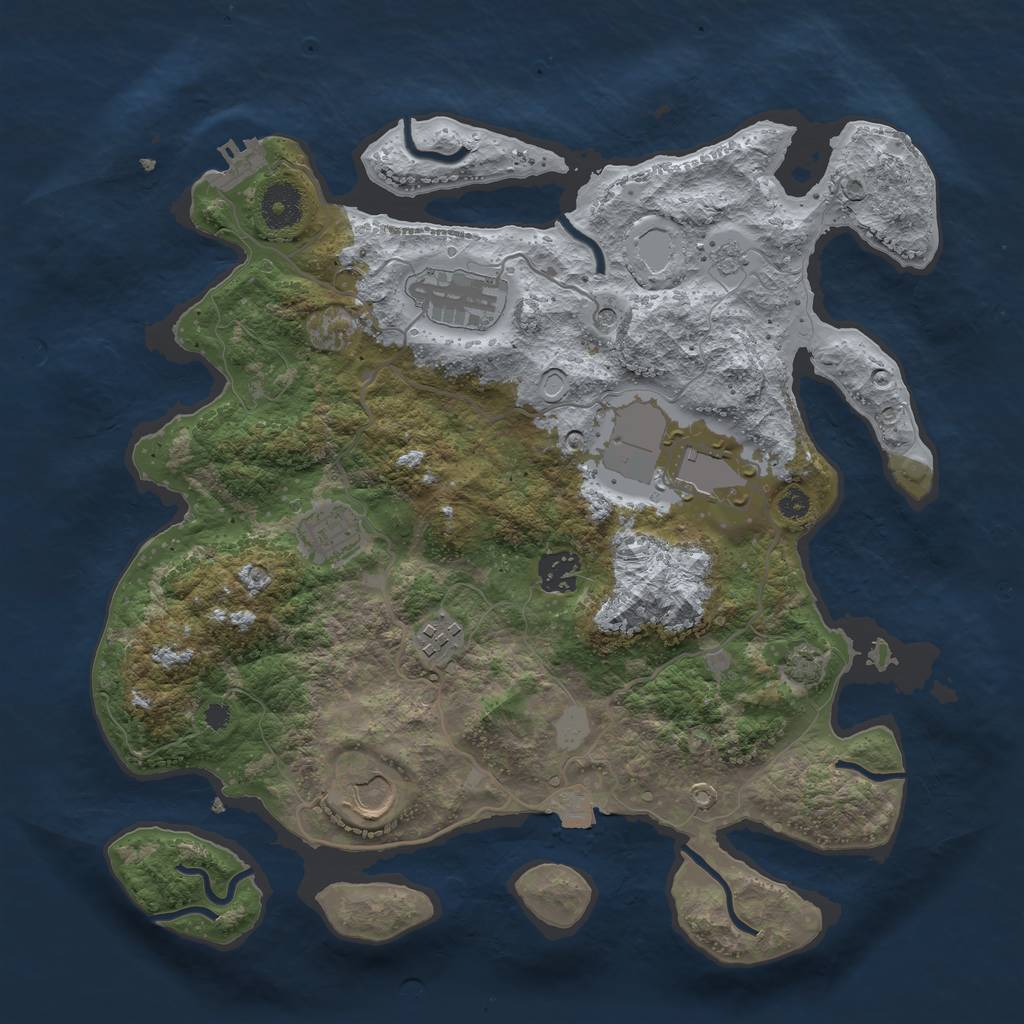 Rust Map: Procedural Map, Size: 3500, Seed: 24574, 13 Monuments