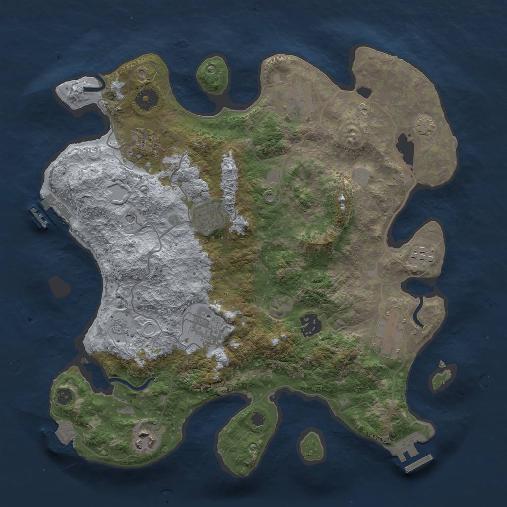 Rust Map: Procedural Map, Size: 3400, Seed: 1376924387, 16 Monuments