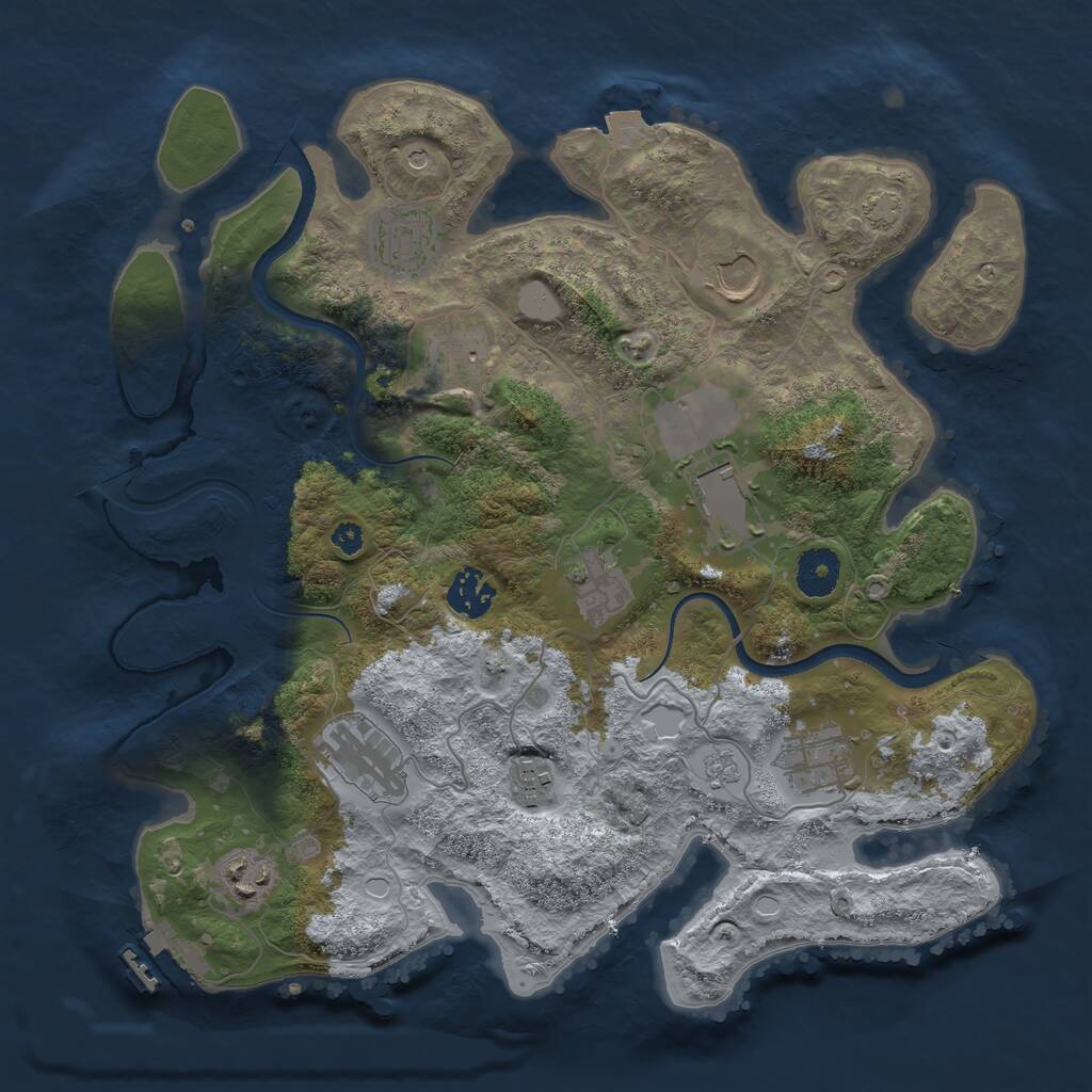 Rust Map: Procedural Map, Size: 3500, Seed: 1424081940, 15 Monuments