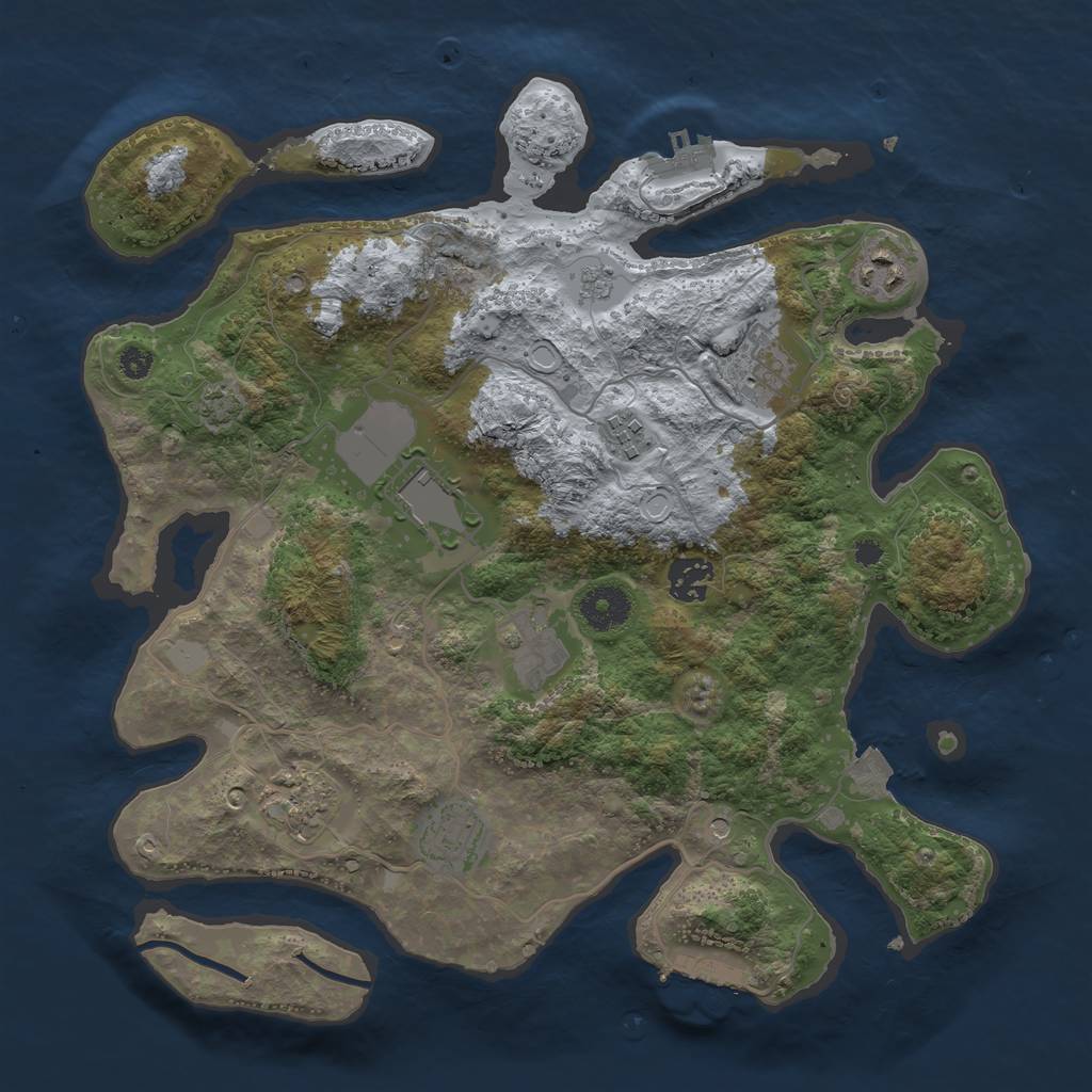 Rust Map: Procedural Map, Size: 3500, Seed: 63698536, 16 Monuments