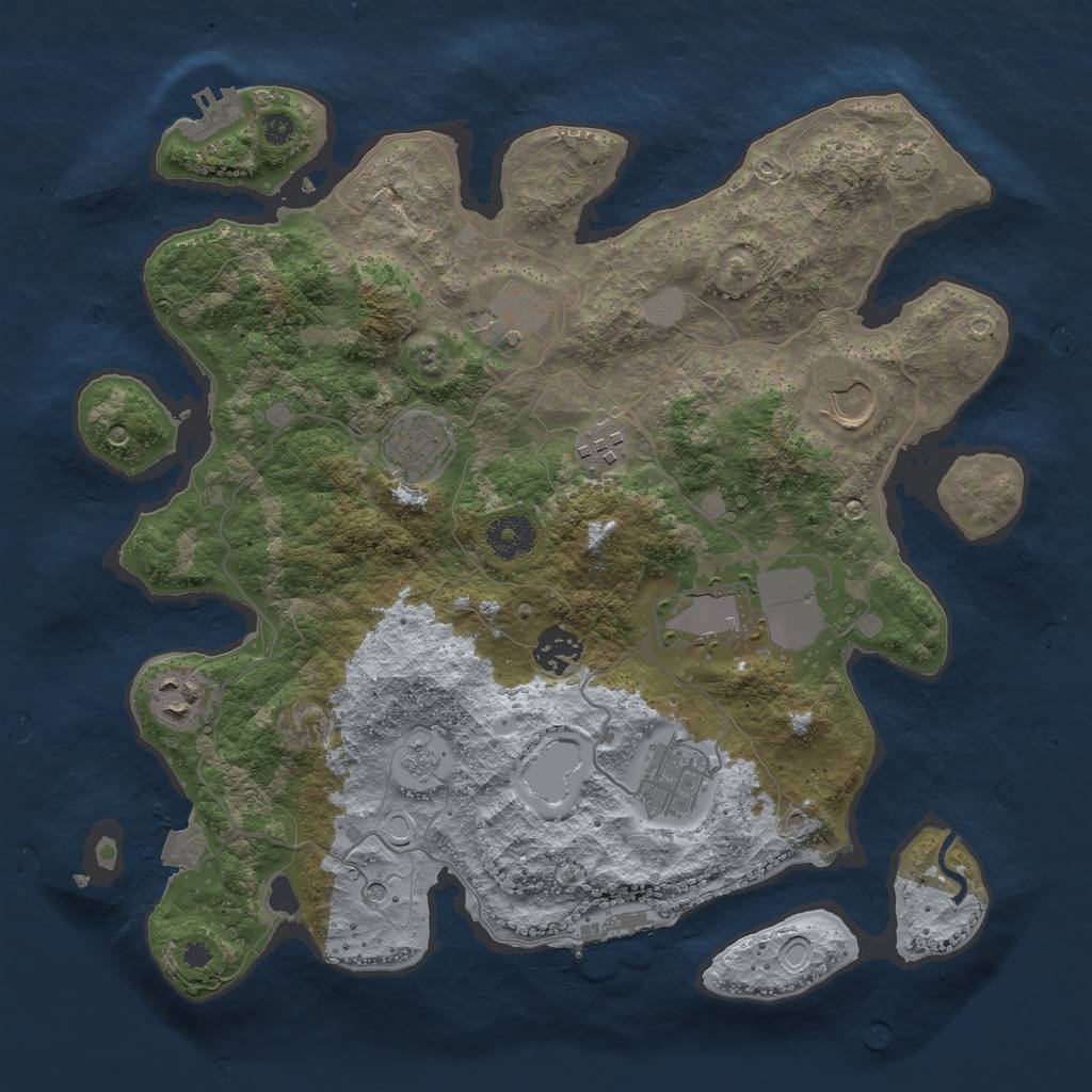 Rust Map: Procedural Map, Size: 3500, Seed: 307667598, 16 Monuments