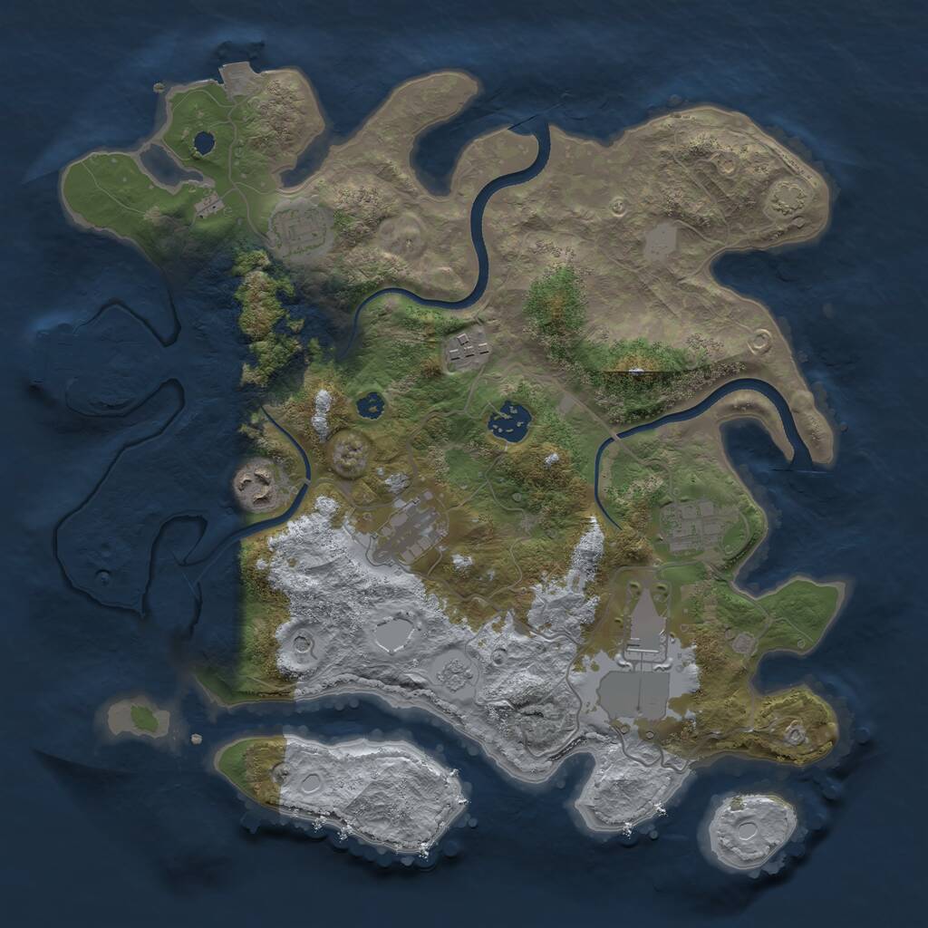 Rust Map: Procedural Map, Size: 3500, Seed: 227788, 12 Monuments