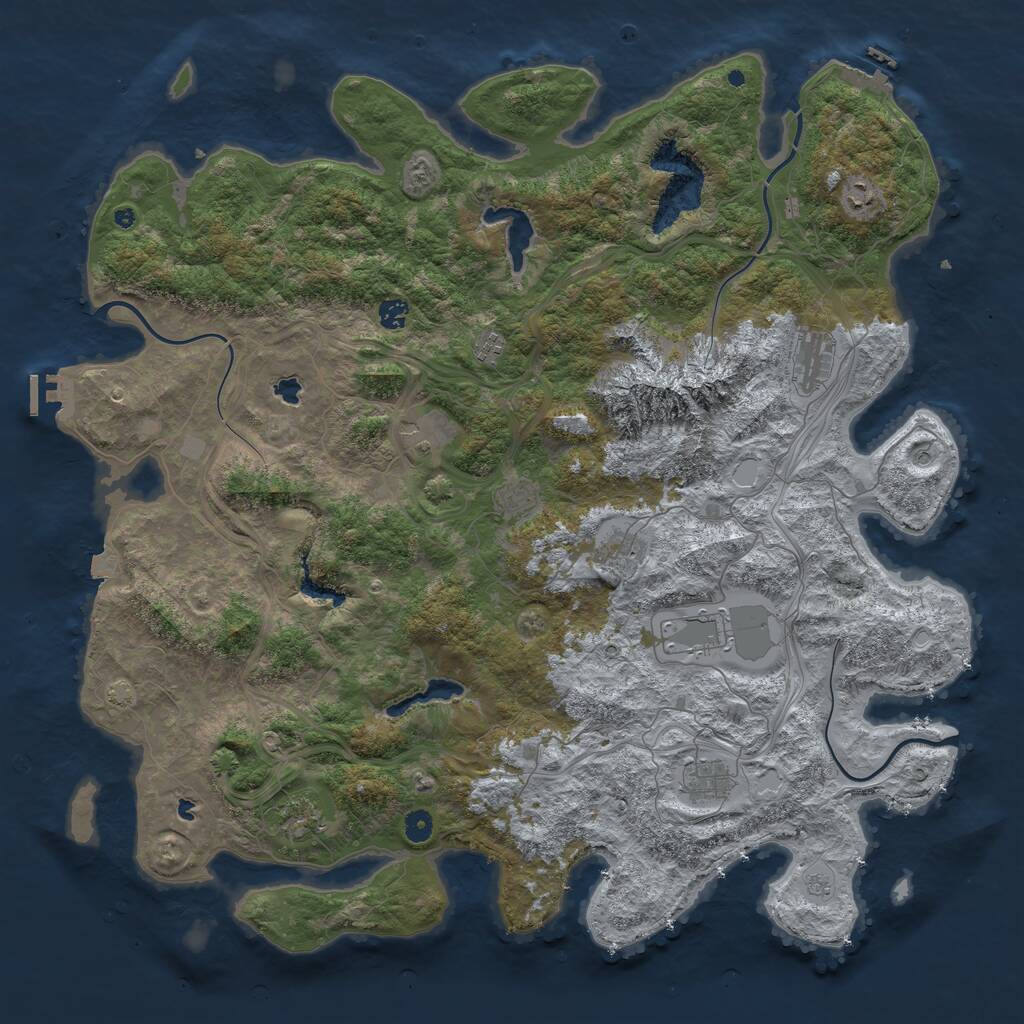 Rust Map: Procedural Map, Size: 5000, Seed: 13113, 16 Monuments