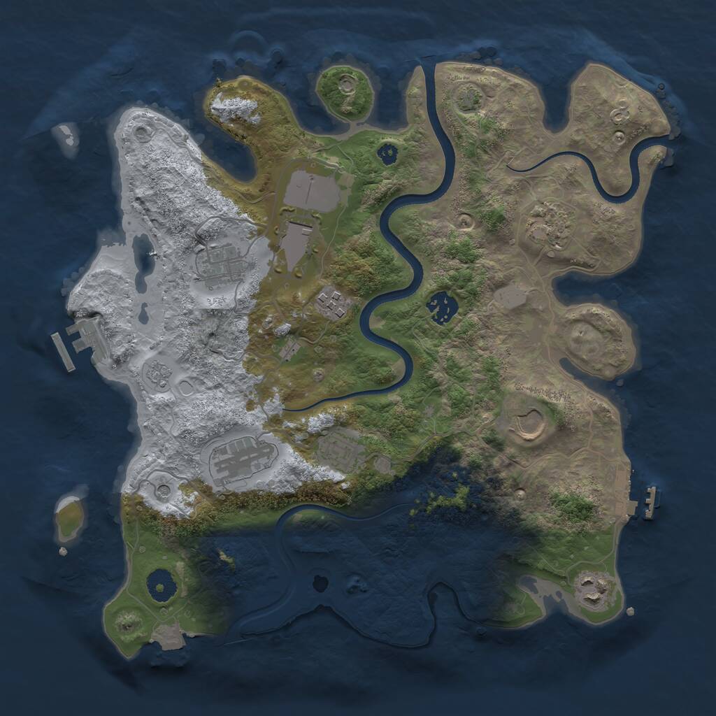 Rust Map: Procedural Map, Size: 3500, Seed: 1091496933, 15 Monuments