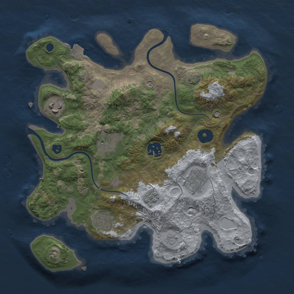 Rust Map: Procedural Map, Size: 3000, Seed: 5698071, 10 Monuments