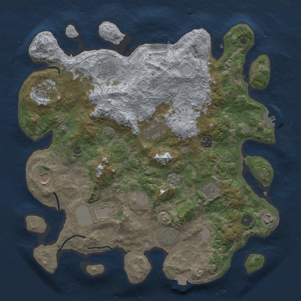 Rust Map: Procedural Map, Size: 4000, Seed: 62480207, 19 Monuments