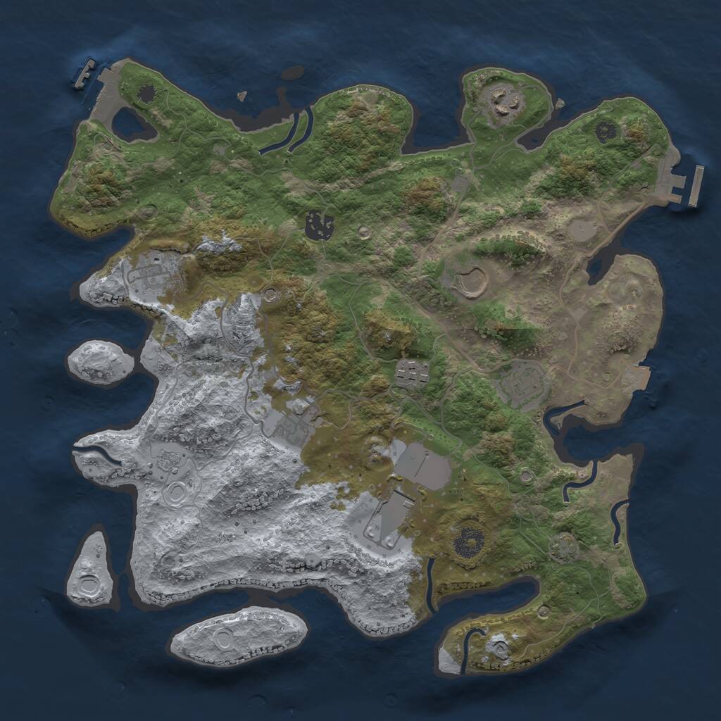 Rust Map: Procedural Map, Size: 3500, Seed: 1672125831, 14 Monuments