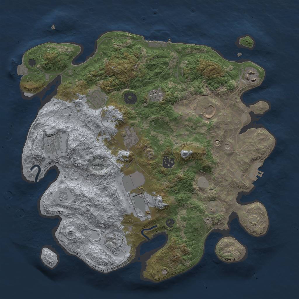 Rust Map: Procedural Map, Size: 3500, Seed: 14321, 17 Monuments