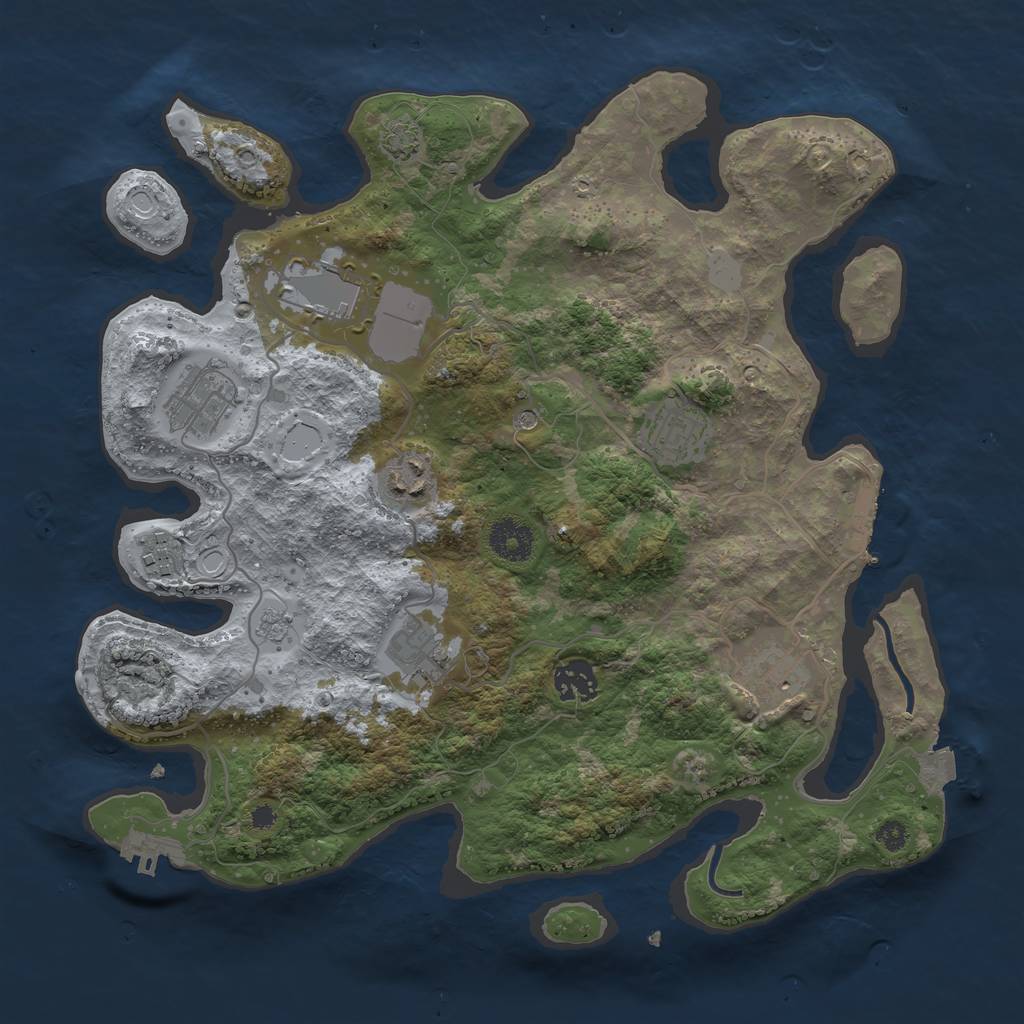 Rust Map: Procedural Map, Size: 3500, Seed: 1110149016, 16 Monuments