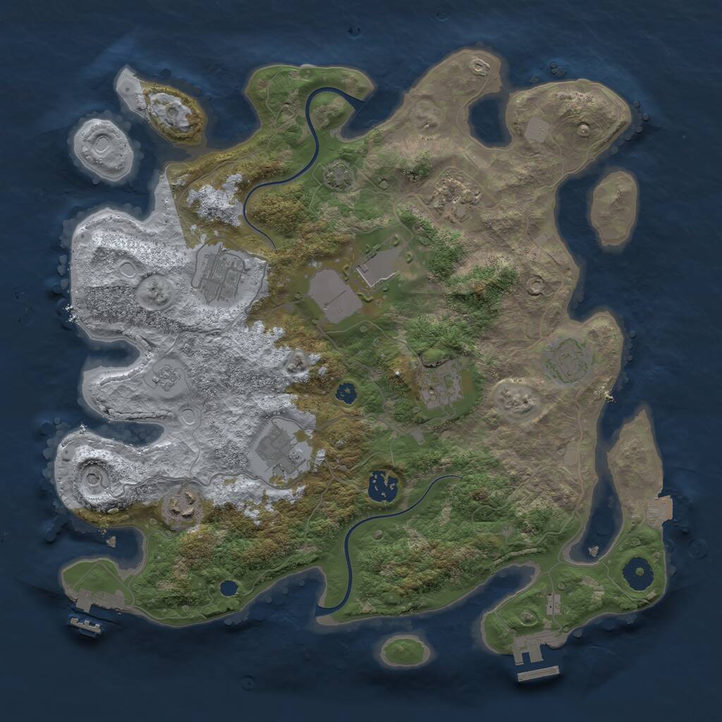Rust Map: Procedural Map, Size: 3500, Seed: 1110149016, 14 Monuments