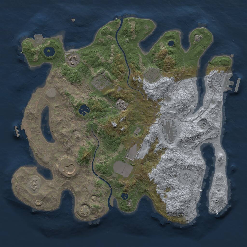 Rust Map: Procedural Map, Size: 3500, Seed: 2003498526, 14 Monuments