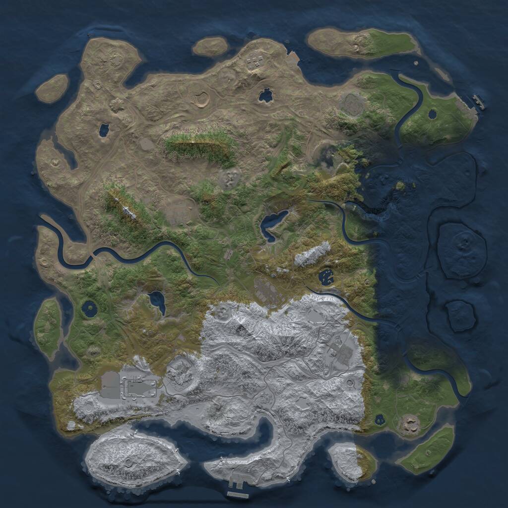Rust Map: Procedural Map, Size: 4800, Seed: 133755813, 17 Monuments