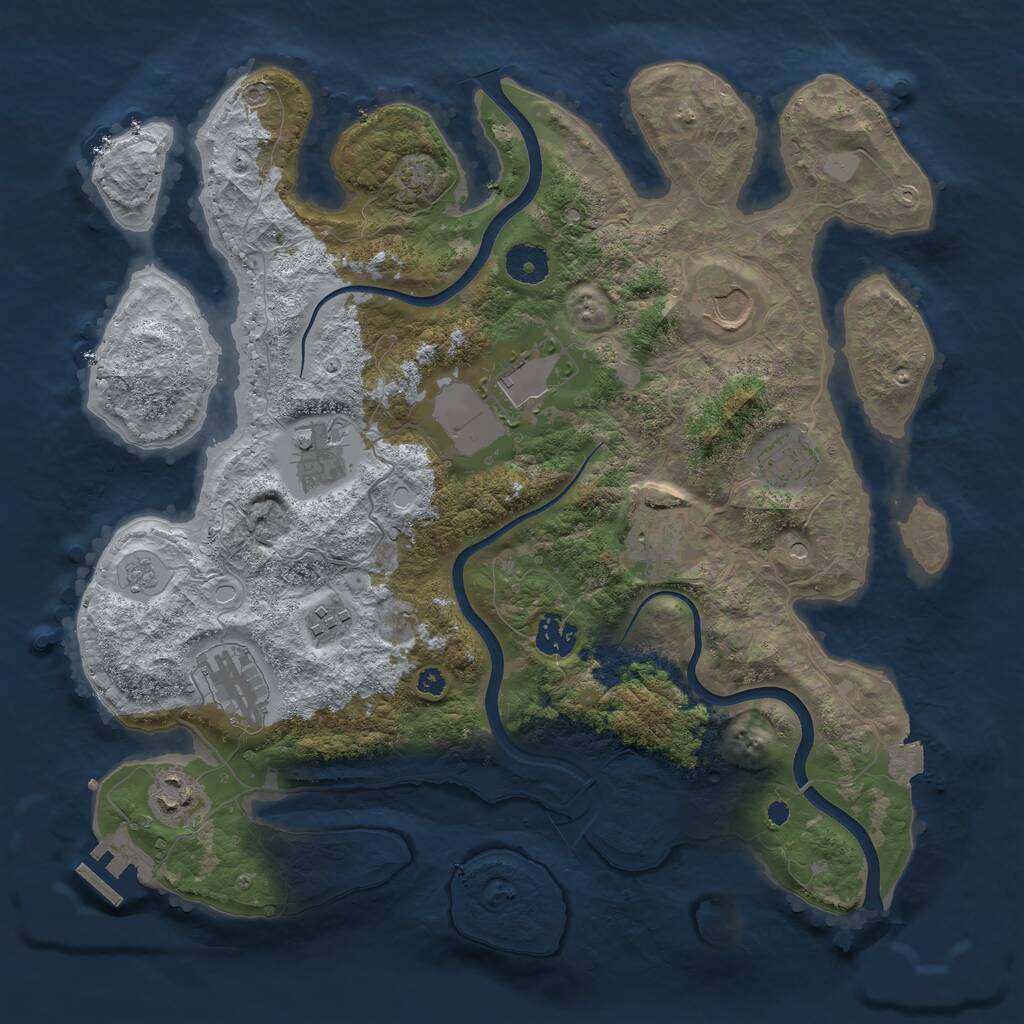 Rust Map: Procedural Map, Size: 3700, Seed: 46991221, 14 Monuments