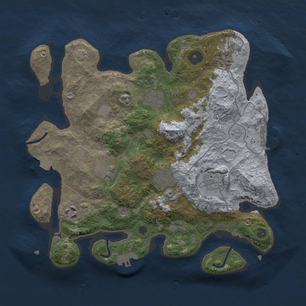 Rust Map: Procedural Map, Size: 3250, Seed: 2080787730, 14 Monuments