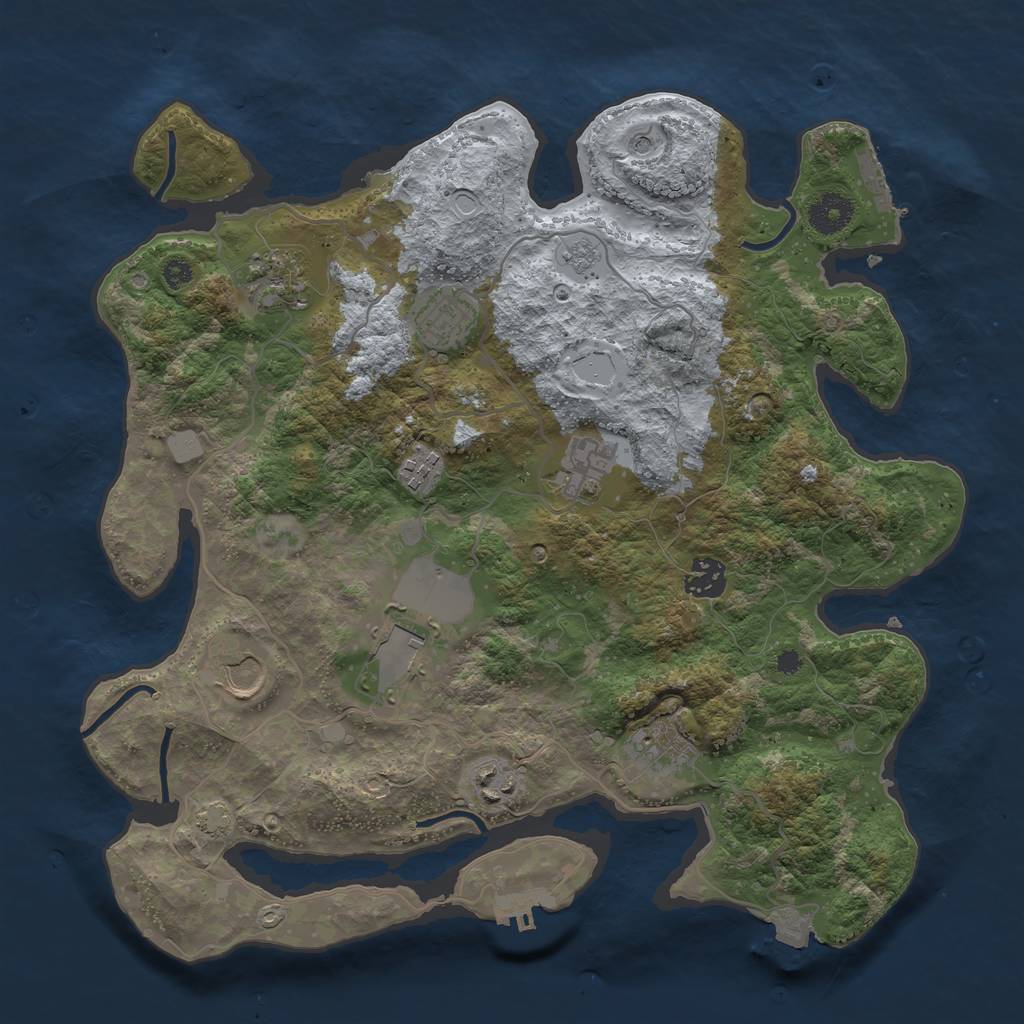 Rust Map: Procedural Map, Size: 3600, Seed: 607219550, 17 Monuments