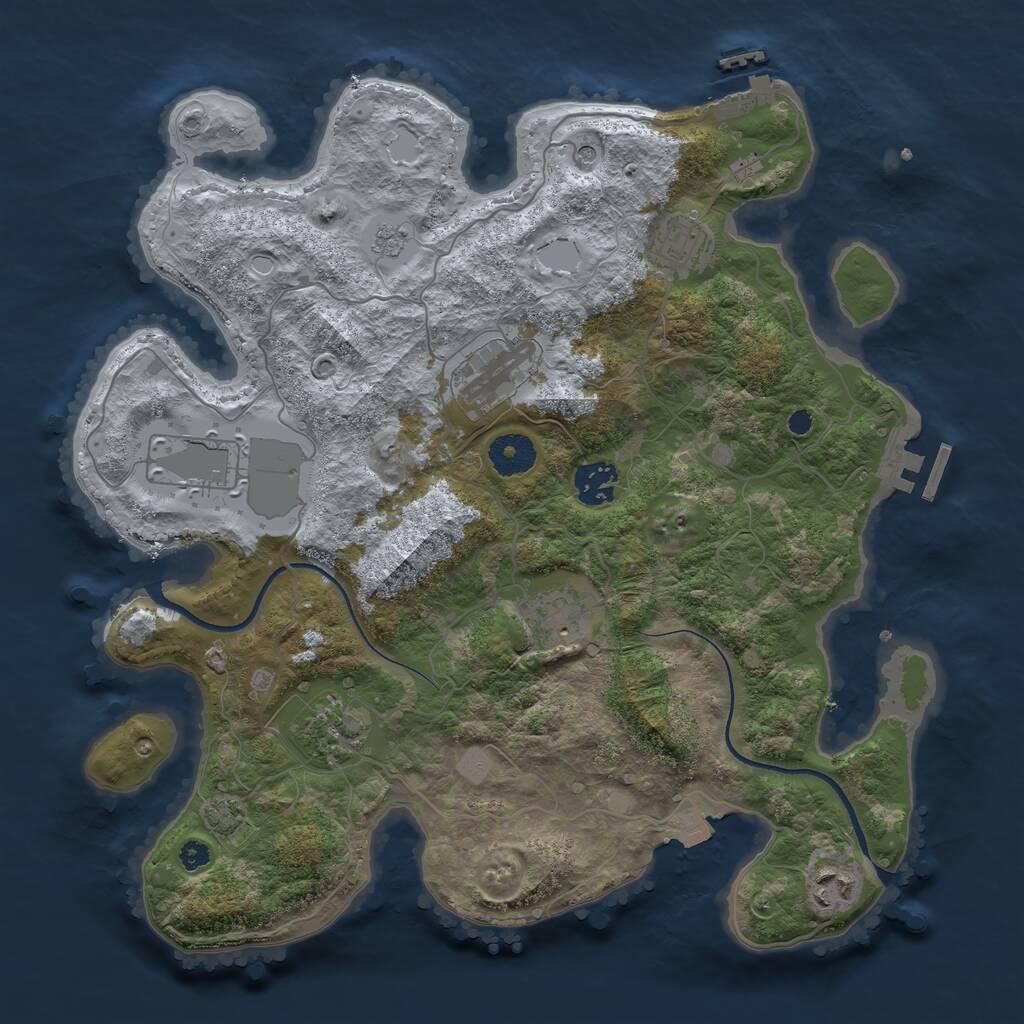Rust Map: Procedural Map, Size: 3500, Seed: 165402050, 13 Monuments