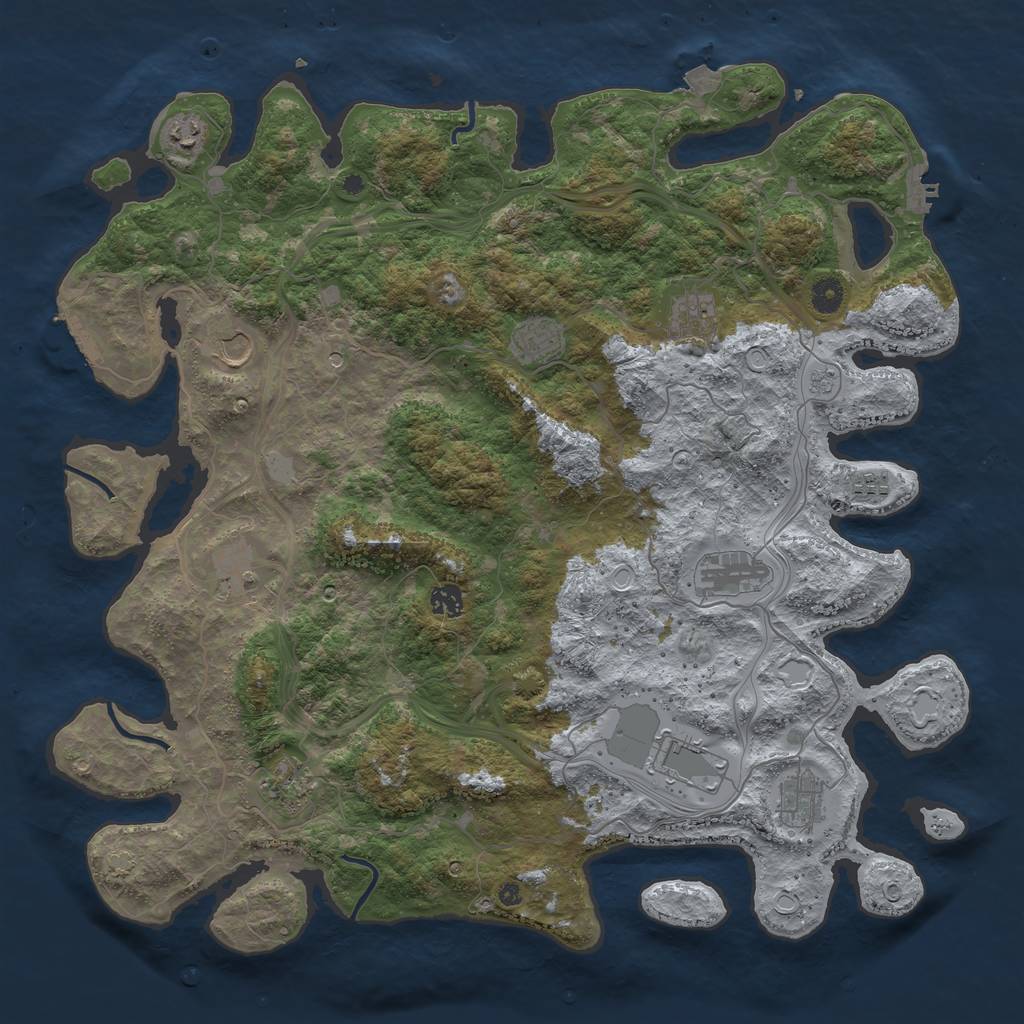 Rust Map: Procedural Map, Size: 4500, Seed: 856324, 19 Monuments