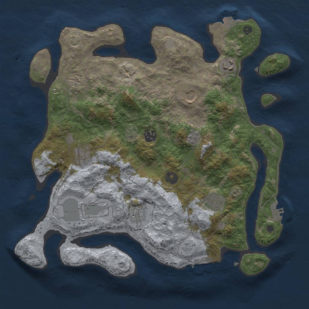 Rust Map: Procedural Map, Size: 3600, Seed: 140324, 17 Monuments