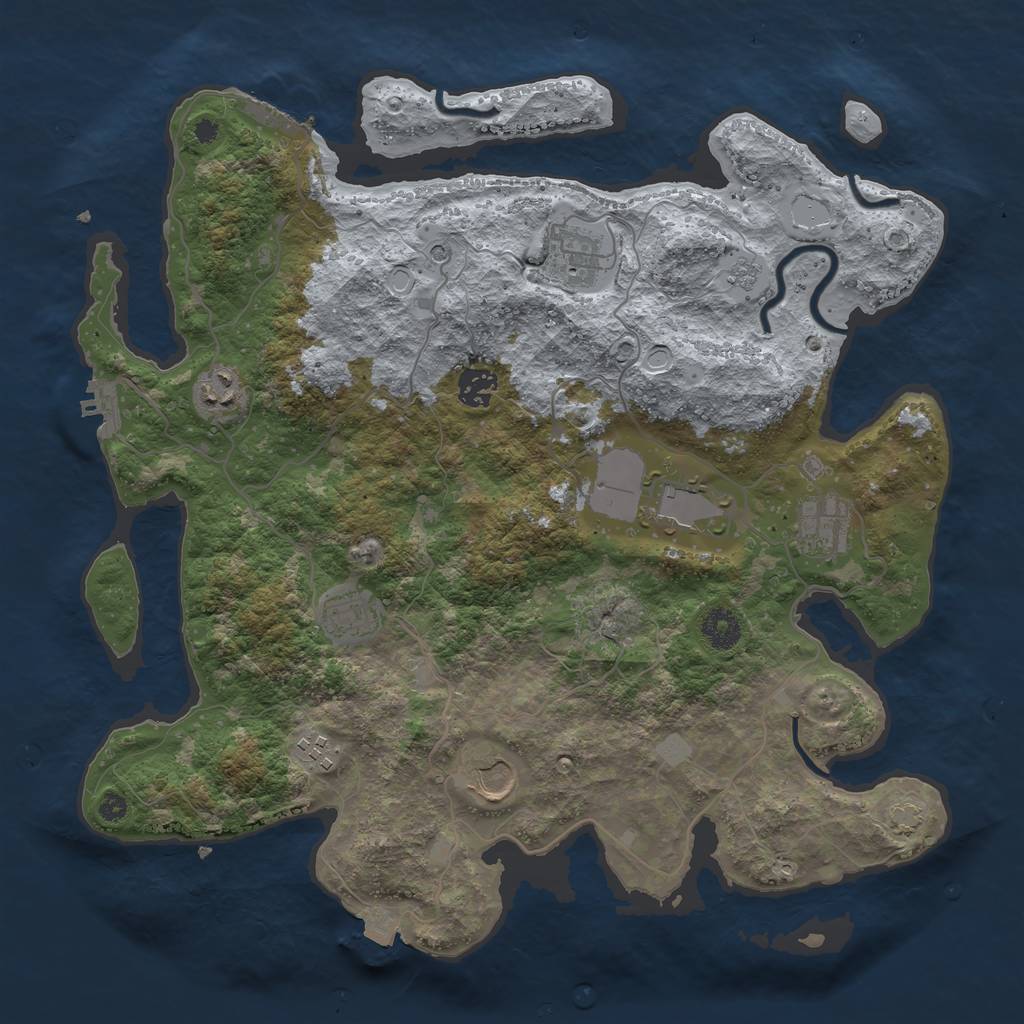 Rust Map: Procedural Map, Size: 3800, Seed: 522556702, 16 Monuments