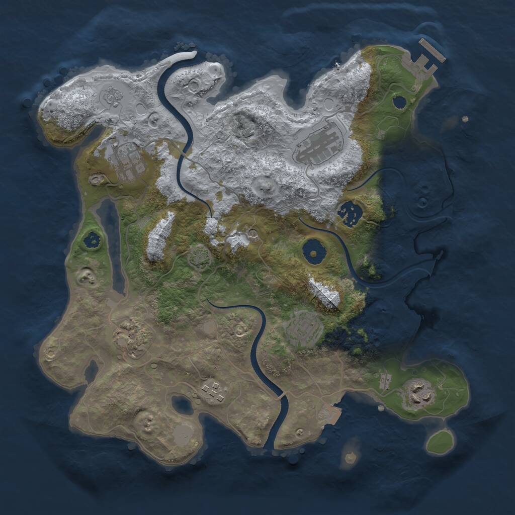 Rust Map: Procedural Map, Size: 3250, Seed: 579067103, 12 Monuments