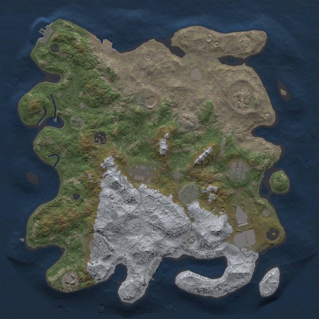 Rust Map: Procedural Map, Size: 3750, Seed: 216669, 18 Monuments