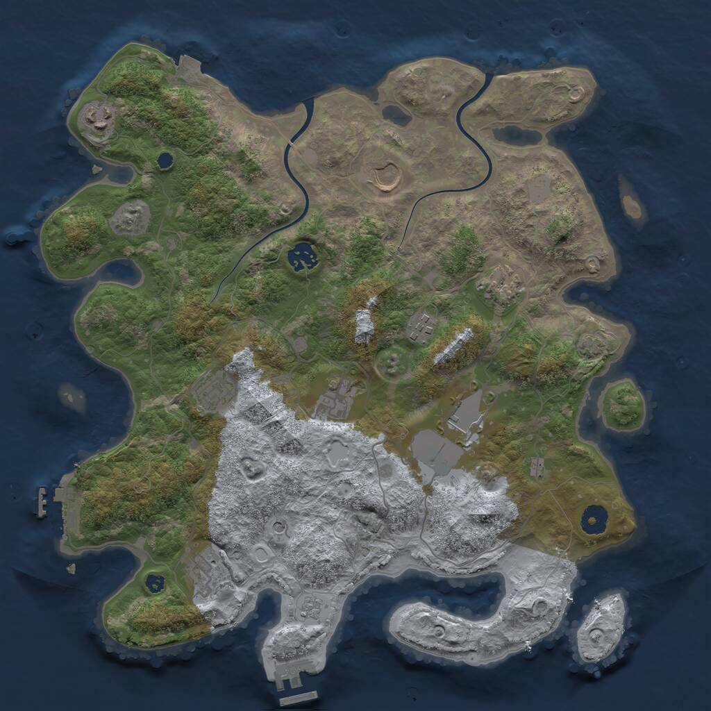 Rust Map: Procedural Map, Size: 3750, Seed: 216669, 15 Monuments