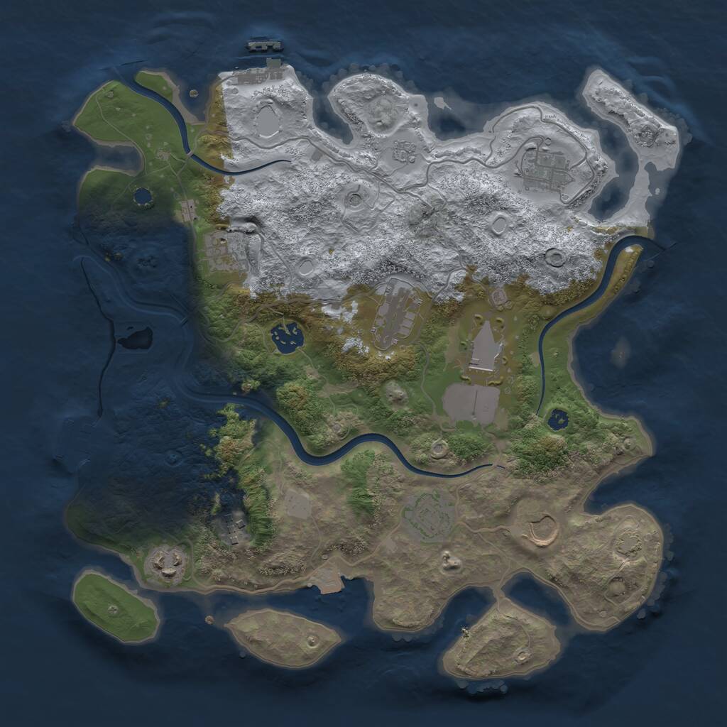 Rust Map: Procedural Map, Size: 3500, Seed: 1473099843, 15 Monuments