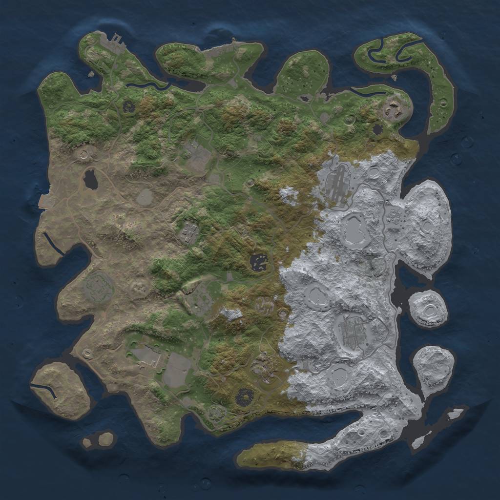 Rust Map: Procedural Map, Size: 4000, Seed: 1563694374, 18 Monuments