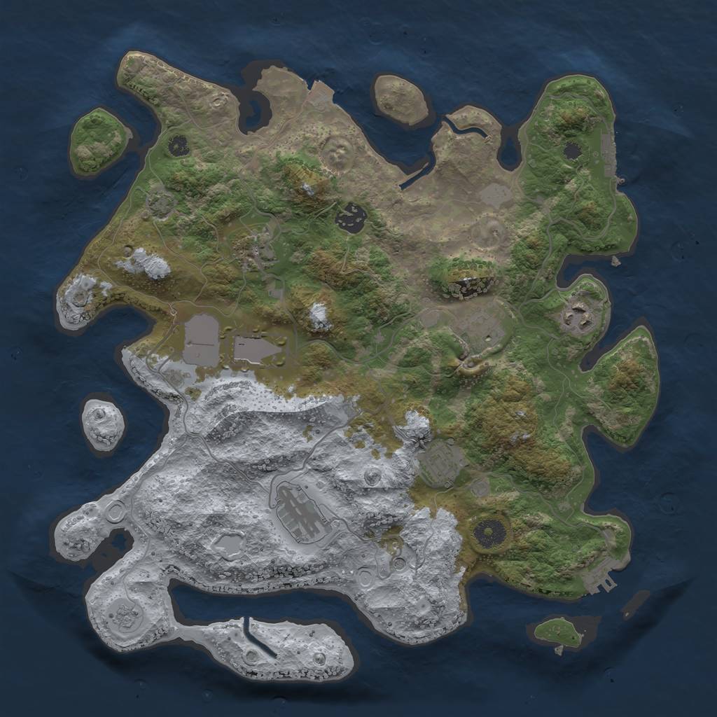 Rust Map: Procedural Map, Size: 3600, Seed: 14324, 15 Monuments