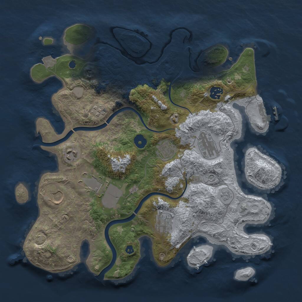 Rust Map: Procedural Map, Size: 3500, Seed: 1650930159, 13 Monuments
