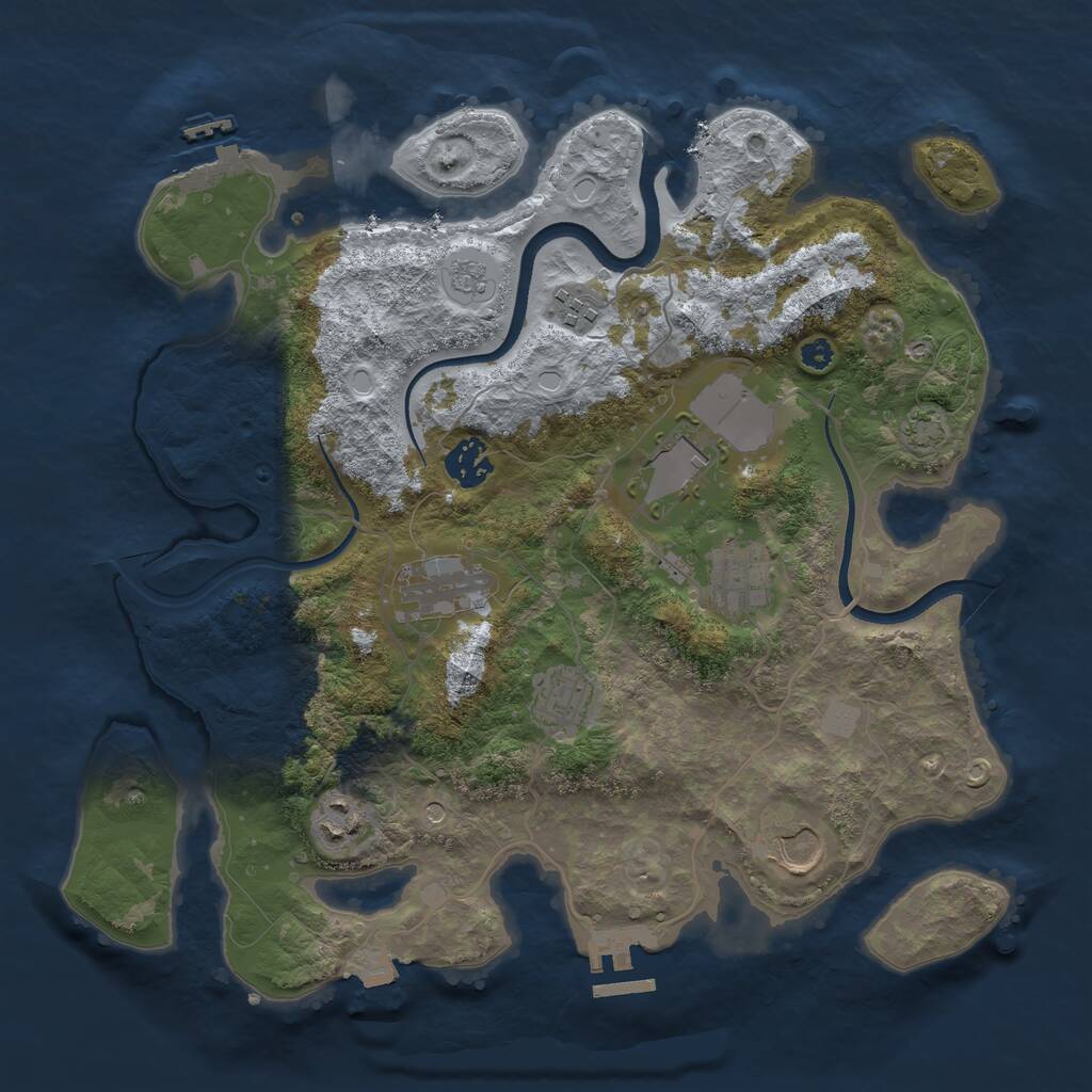 Rust Map: Procedural Map, Size: 3500, Seed: 566702329, 14 Monuments