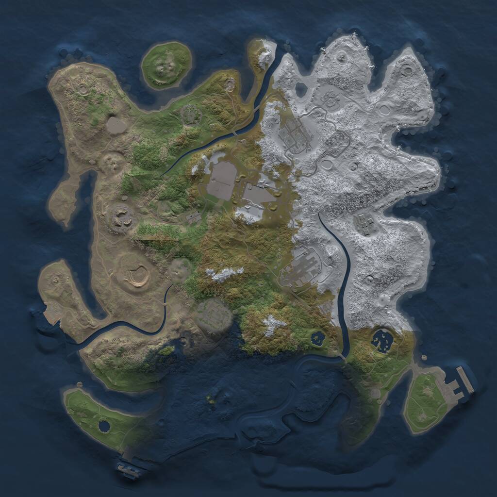 Rust Map: Procedural Map, Size: 3500, Seed: 550026943, 14 Monuments