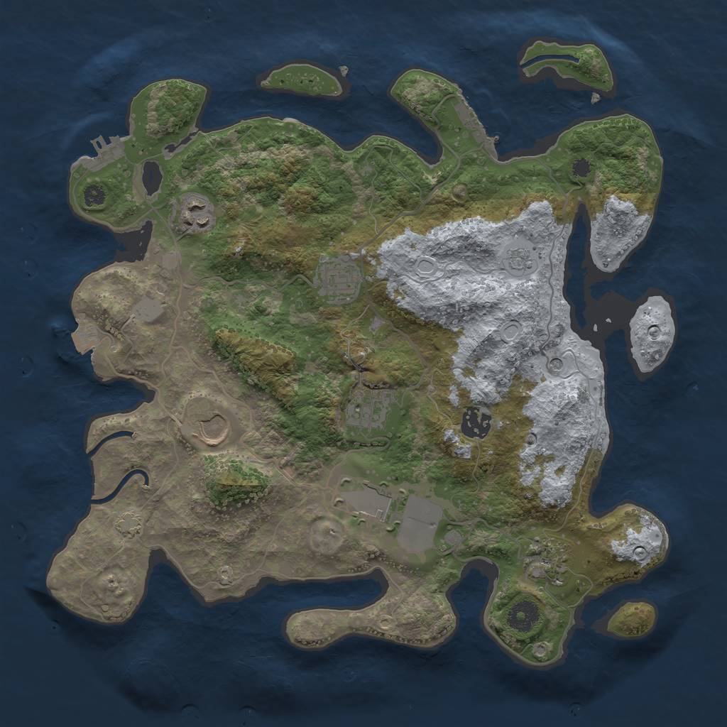 Rust Map: Procedural Map, Size: 3500, Seed: 2050691038, 15 Monuments