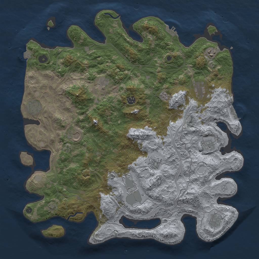 Rust Map: Procedural Map, Size: 4500, Seed: 490587677, 19 Monuments