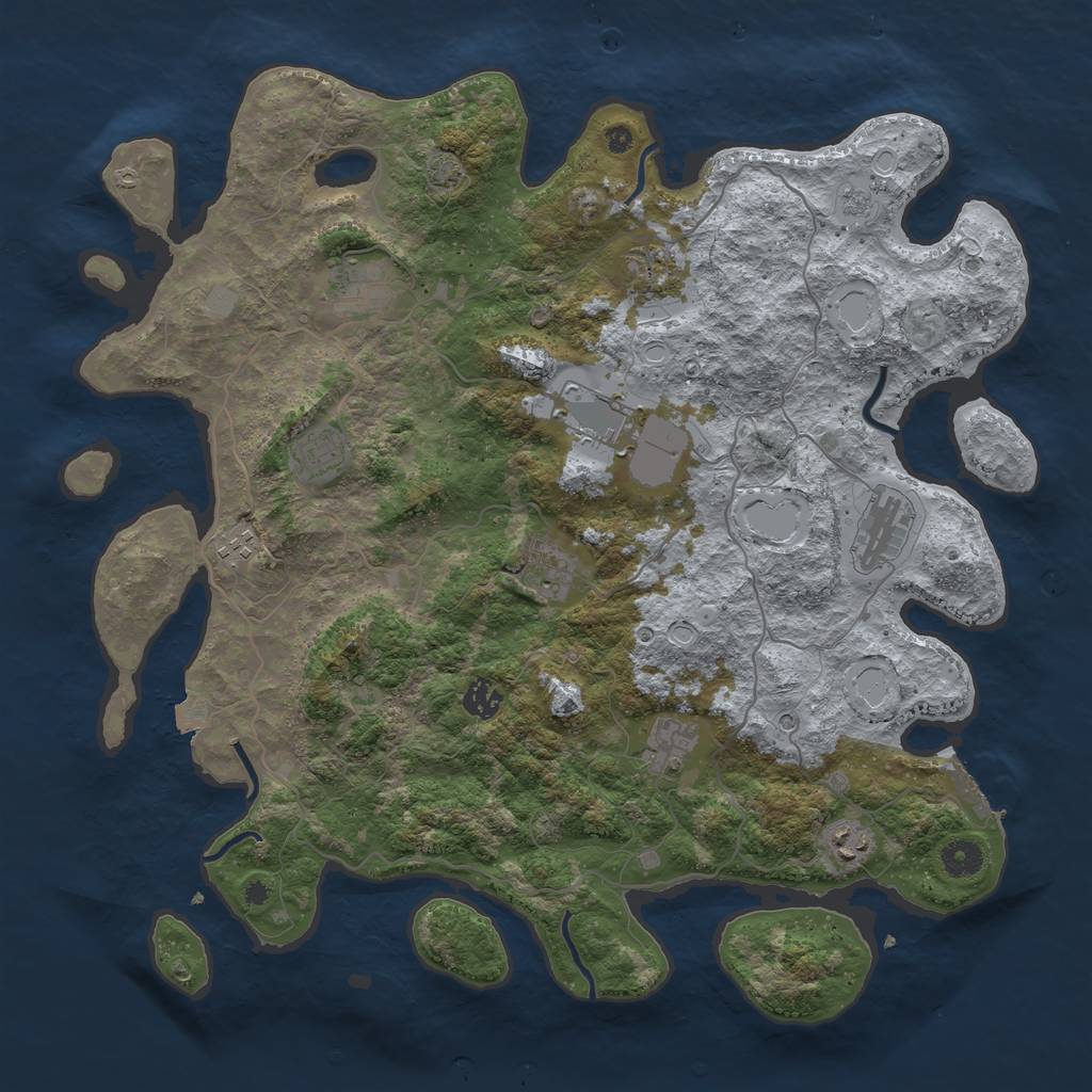 Rust Map: Procedural Map, Size: 4200, Seed: 680943932, 17 Monuments