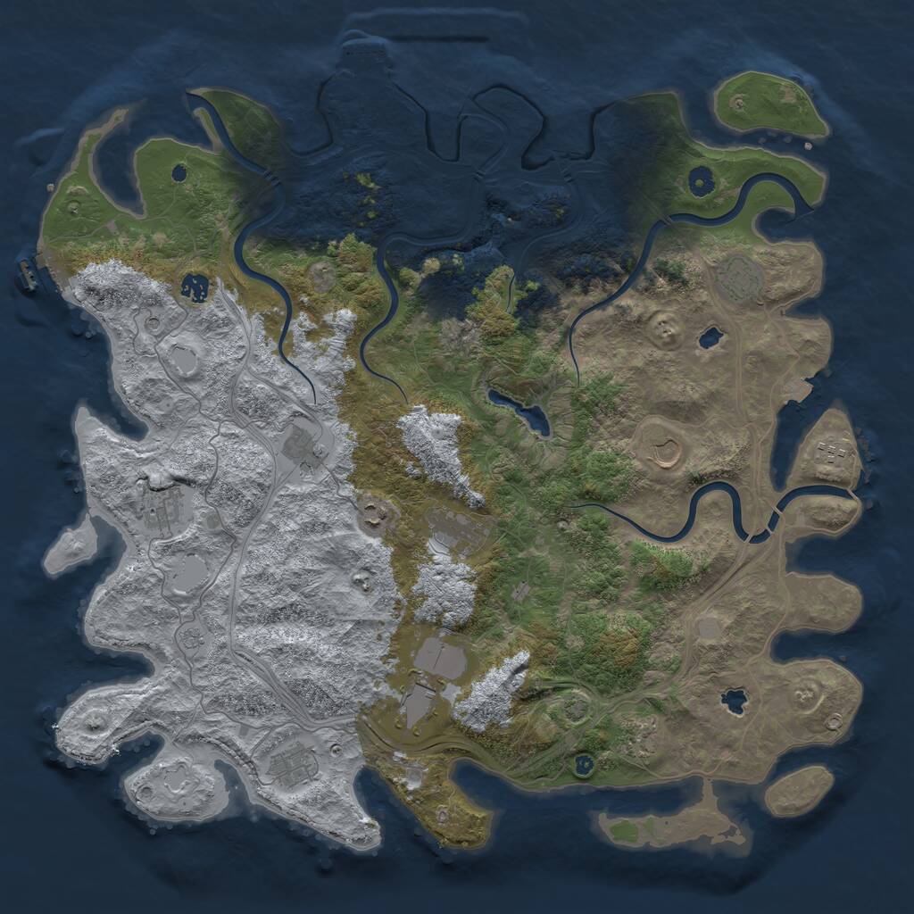 Rust Map: Procedural Map, Size: 4800, Seed: 84725, 17 Monuments