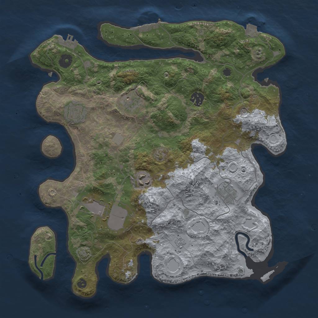 Rust Map: Procedural Map, Size: 3500, Seed: 1485749167, 14 Monuments