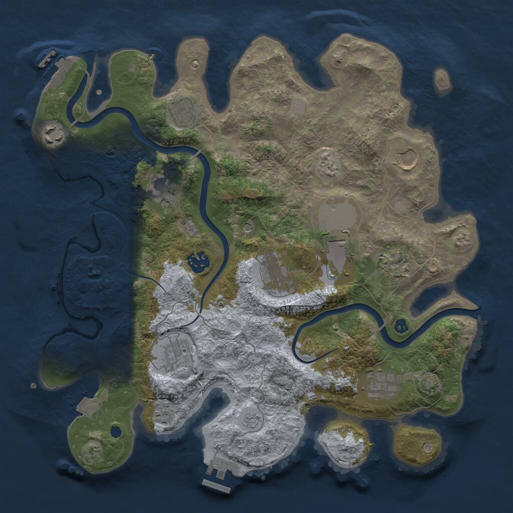 Rust Map: Procedural Map, Size: 3600, Seed: 59460582, 17 Monuments