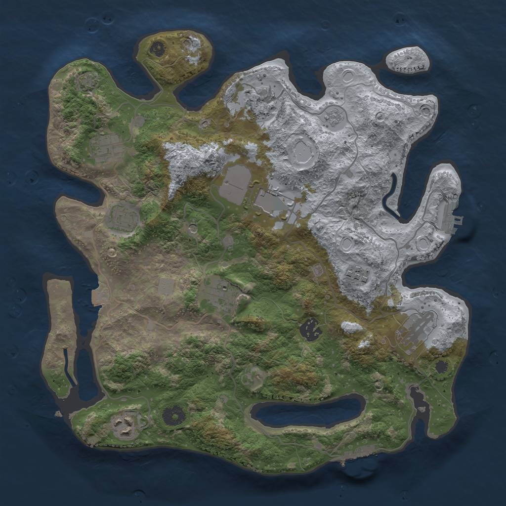 Rust Map: Procedural Map, Size: 3500, Seed: 1911580053, 17 Monuments