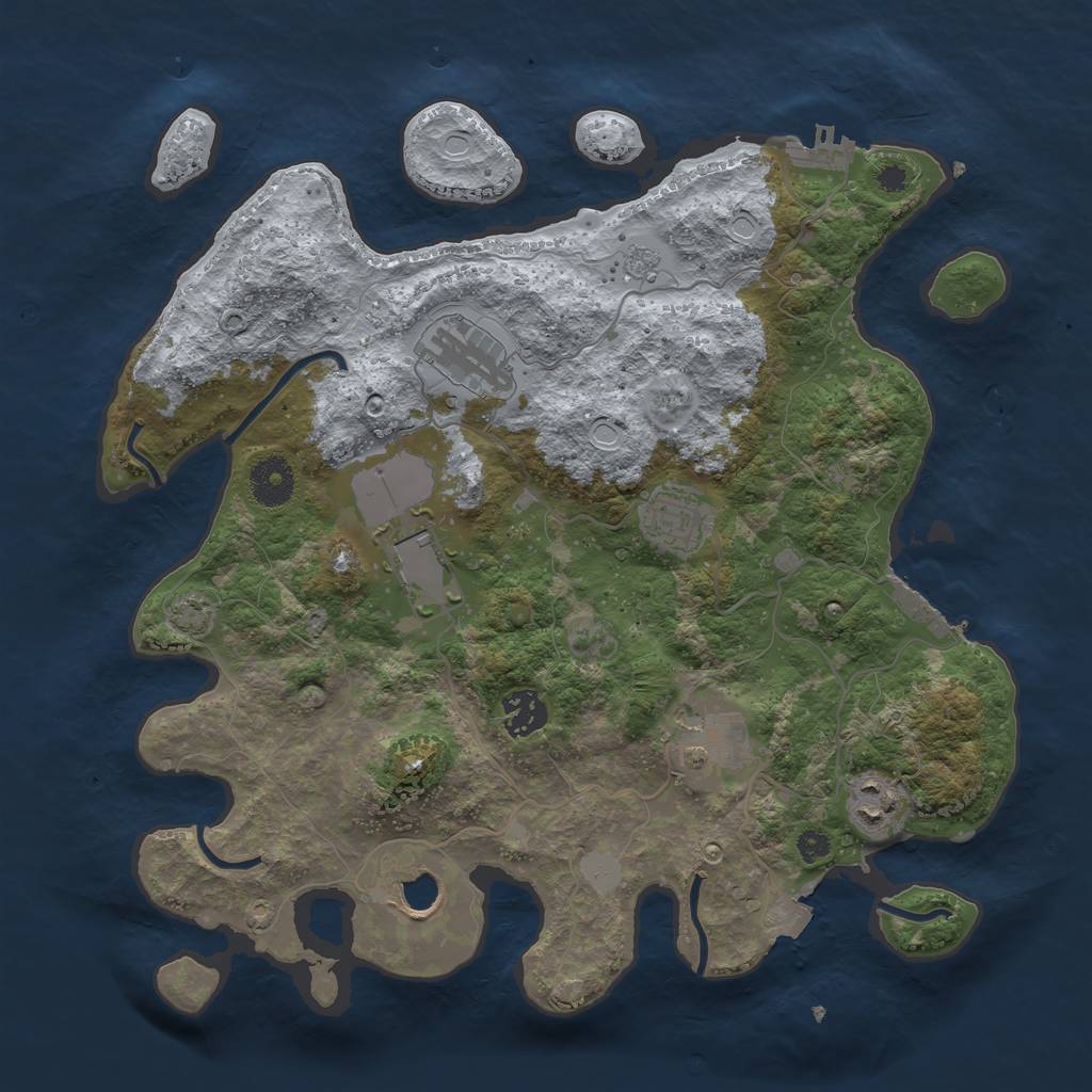 Rust Map: Procedural Map, Size: 3500, Seed: 1395773391, 14 Monuments