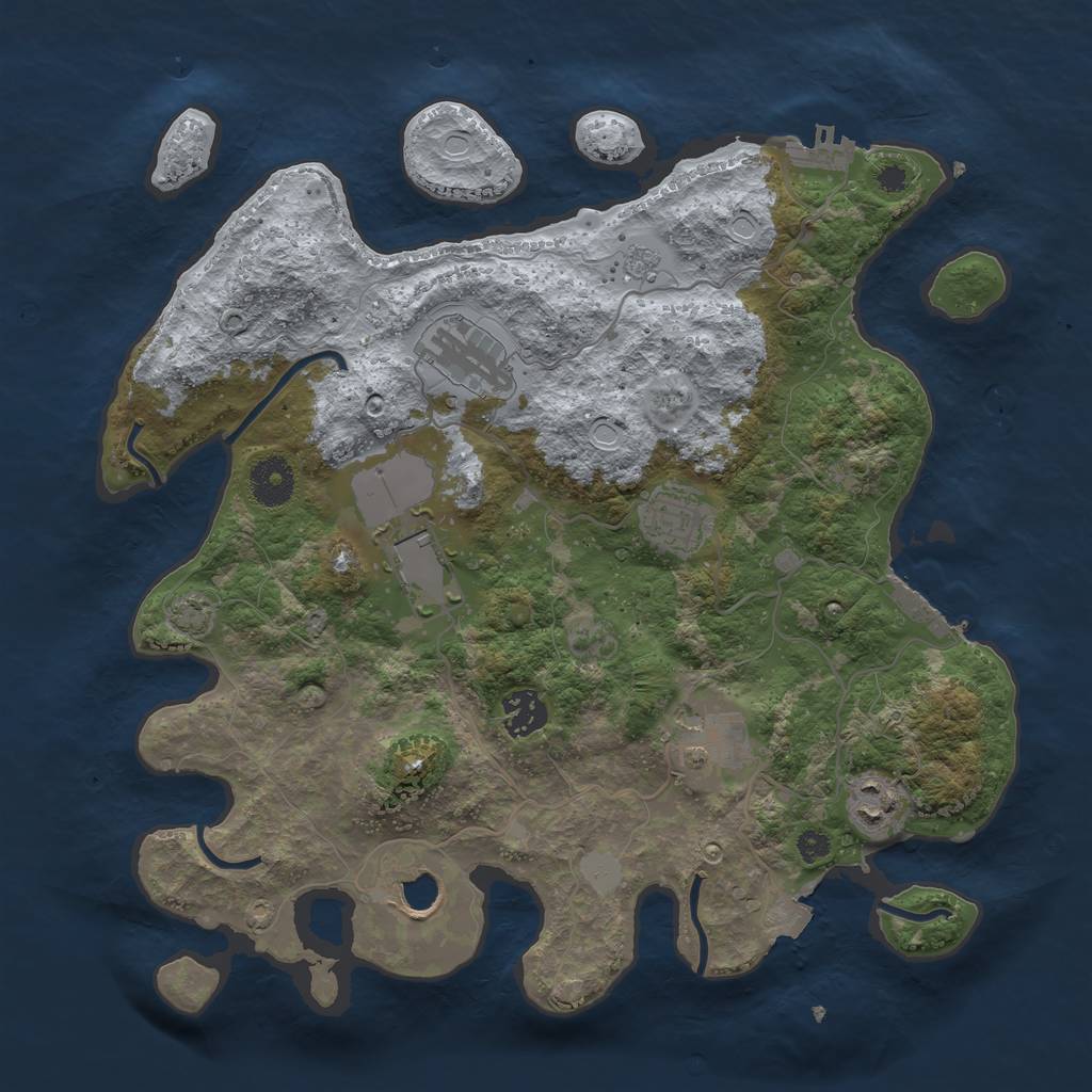 Rust Map: Procedural Map, Size: 3500, Seed: 1395773391, 14 Monuments