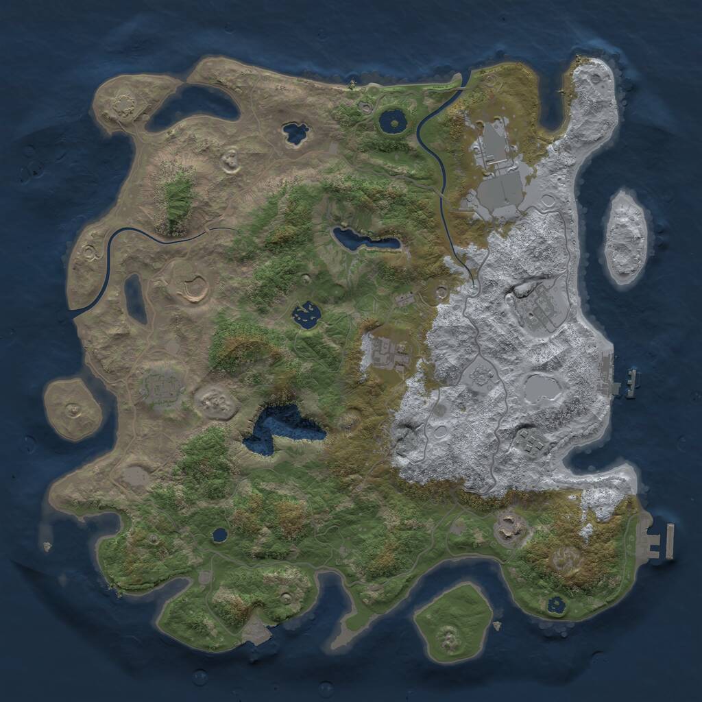 Rust Map: Procedural Map, Size: 4000, Seed: 4928374, 14 Monuments